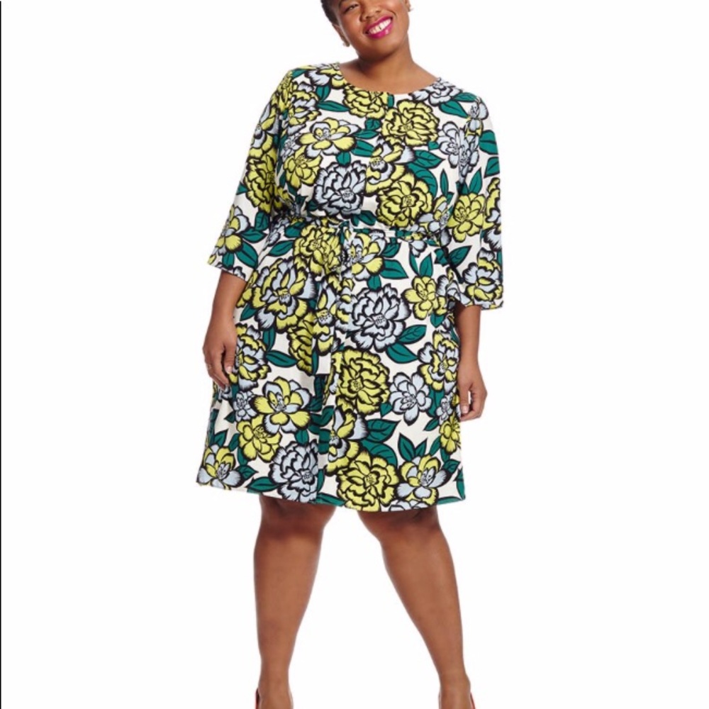 Adrianna Papell Mod Floral Shirtdress —22W